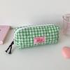 Cloth Korean Plaid Stationery Bag Pen Bag Pencil Pouch Plaid Heart Pencil Case  Kids Children