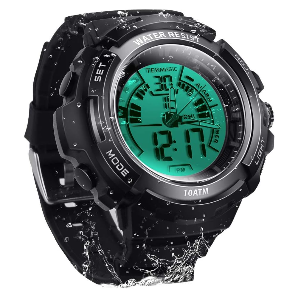 Men s Multi-Function Analog Watch 10 ATM Waterproof Alarm Calendar Stopwatch Dual Time Display