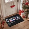 Retro Barber Life Entrance Mat, Scissors and Barber Pole Portrait Rug, Aesthetic Non-Slip Welcome Mat for Salon Decor