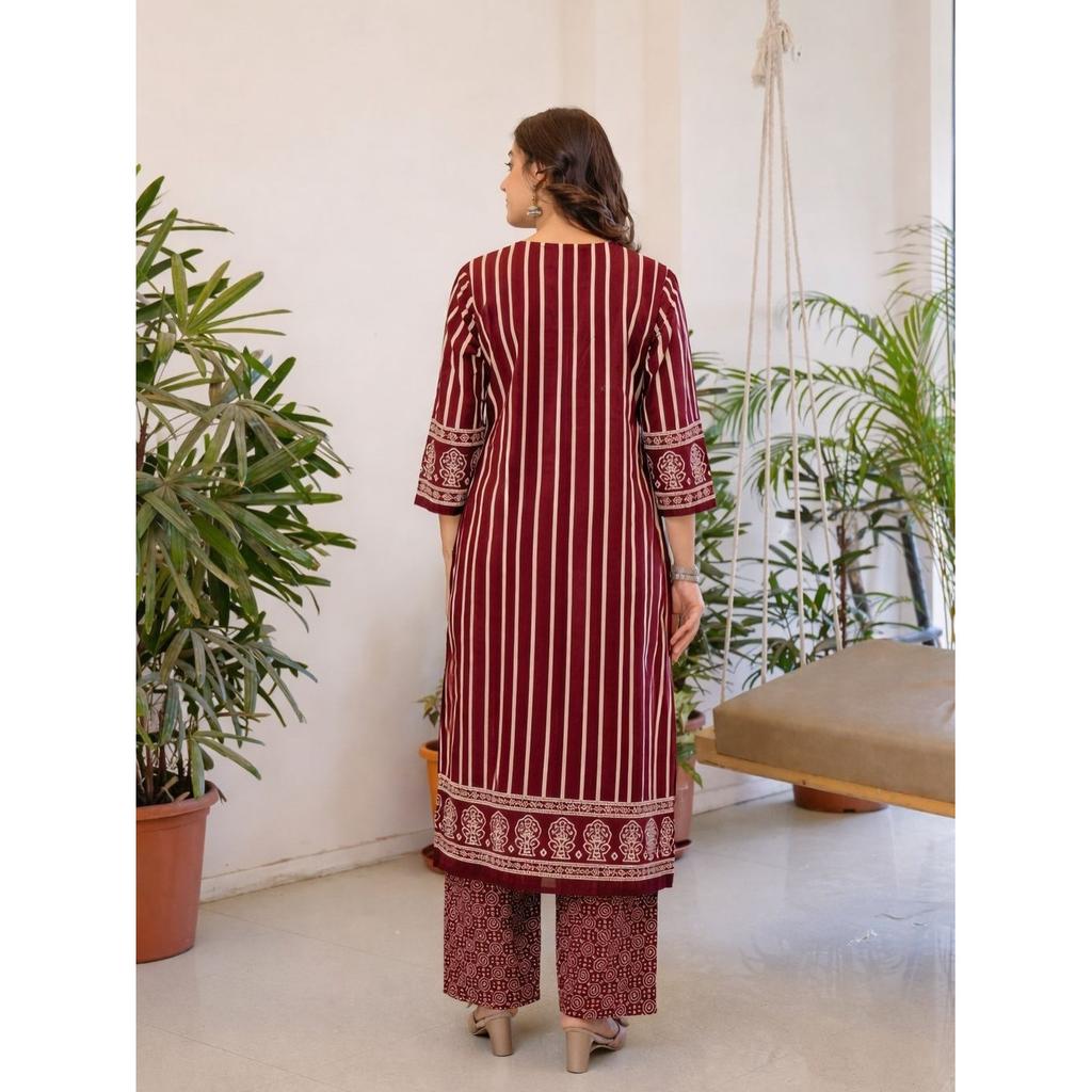 Women's Designer Cotton Kurti Pant Dupatta Set Indian Bollywood Ethnic Kurta Set