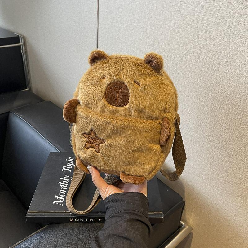 

Милая плюшевая сумка через плечо Kapibara с изображением морской свинки из мультфильма «Водная свинка», универсальная сумка для студентки коричневый