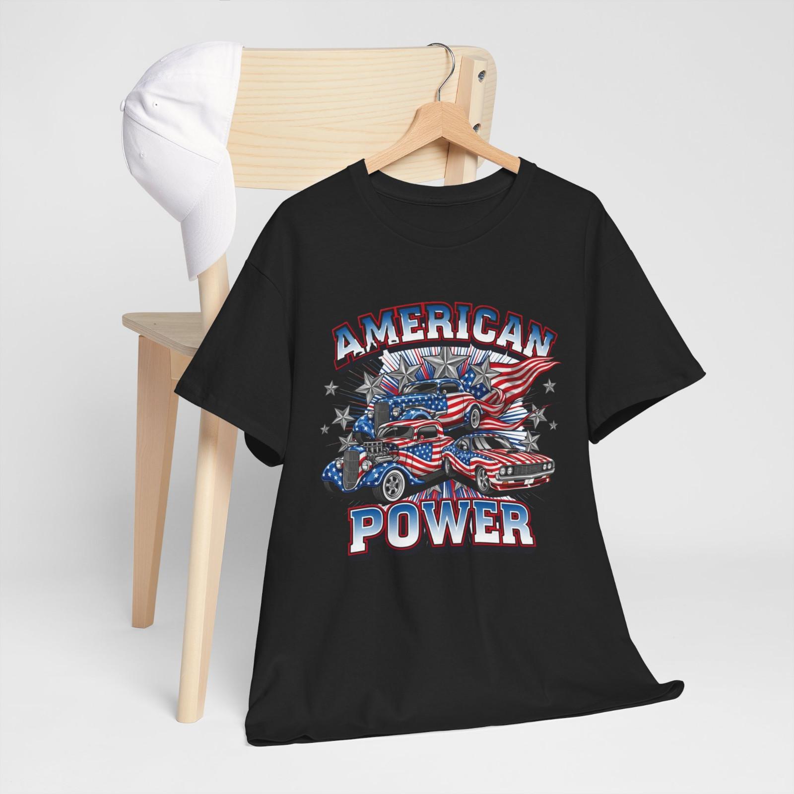 American Power Classic Cars Hot Rod Muscle Patriot Car Show Meet T-Shirt Mens Womens Tees Top 3XL