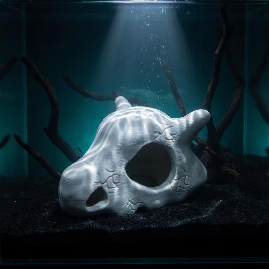 Fish Tank Cave Decor Skull Decoration Cave, Realistic Durable PLA Hideout Reptile Shelter, 3D Printed Habitat Ornament for Aquarium Landscaping