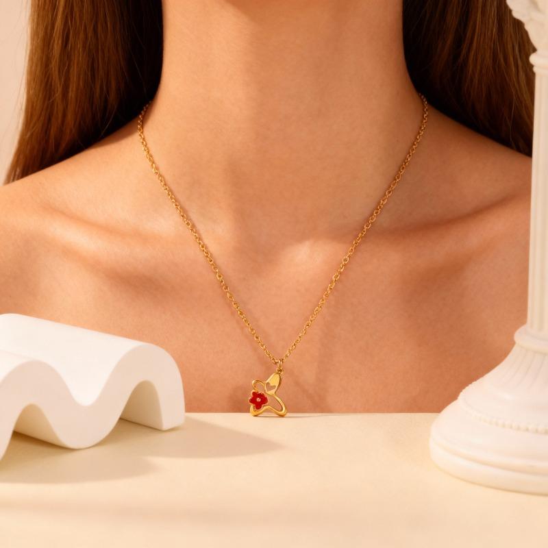 Advanced Sense Hollow Butterfly Love Drip Necklace Female Niche Cold Wind Personality Stainless Steel Collarbone Chain New