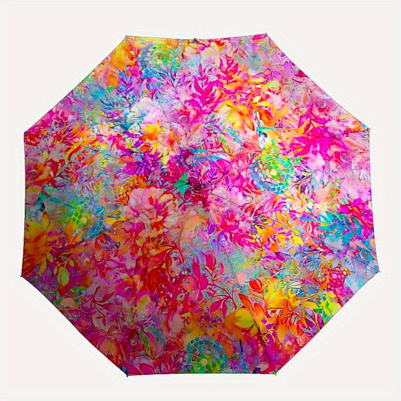 

1pc Colorful Pattern Automatic Opening/Closing Folding Umbrella with 52 Ribs, Plastic Handle, Windproof Portable Sunshade Umbrella y250726092