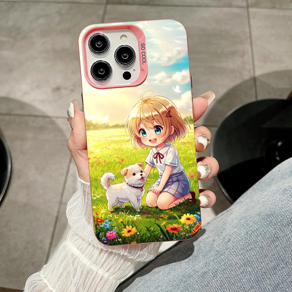 

Girl Dog Puppy Pink Translucent Mobile Phone Case for iPhone 17 16 15 14 13 12 11 X XR XS Air Pro Max Plus Colorful Cover iPhone 16 Plus