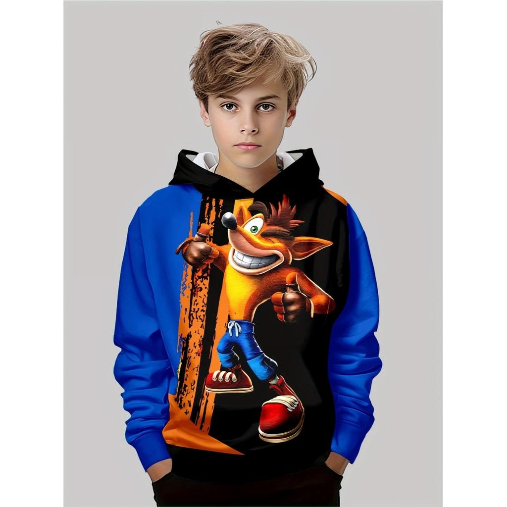 Boys' Fashion 3D Printed Casual Hoodie - Spring and Autumn Winter Long Sleeve Hoodie, Trendy and Stylish