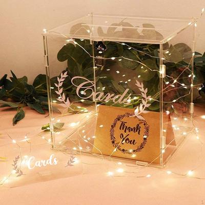 Acrylic Wedding Cards Box DIY Envelop Gift Card Decoration with Lock Greeting Holder for