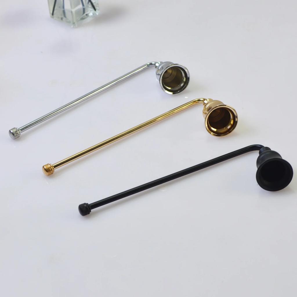1pc Metal Candle Snuffer Gold/Black/Silver Bell-shape Fire Extinguisher Wick Cover 19.5cm Handle Vintage Decor Home SPA Hotel