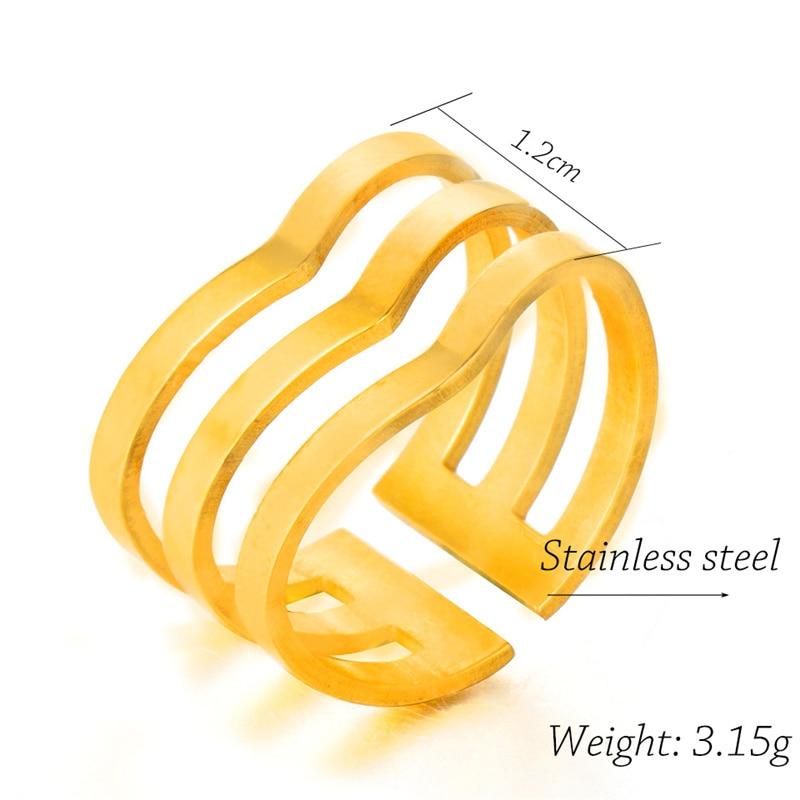 Gold Tone Silver Tone Color Latest Women Trendy Stylish Stainless Steel Geometric Smooth Waves Rings Open Finger Rings Jewelry Trend RingsFashion