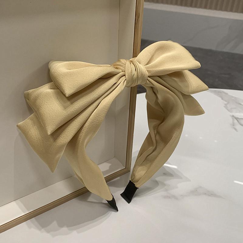 Women High Cranium Satin Fabric Bow Knot Hairbands Female Party Shopping Headpiece Wide Headband Hair Accessories