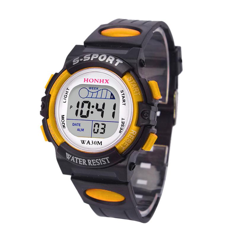 Montre numérique à LED pour homme, multifonction, bracelet en silicone, montre de sport pour étudiant noire