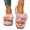 Foreign Trade Large Size Muffin Thick-bottomed Slippers Women's 2025 Fashion Outer Wear One-word Drag Bow Cool Slippers Spot