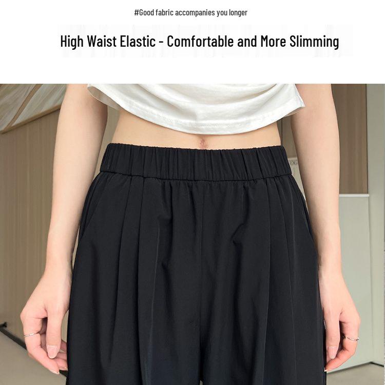 Spring/Summer Korean Plus Size Wide Leg Slimming Pants for Women - Casual, Loose, Cropped