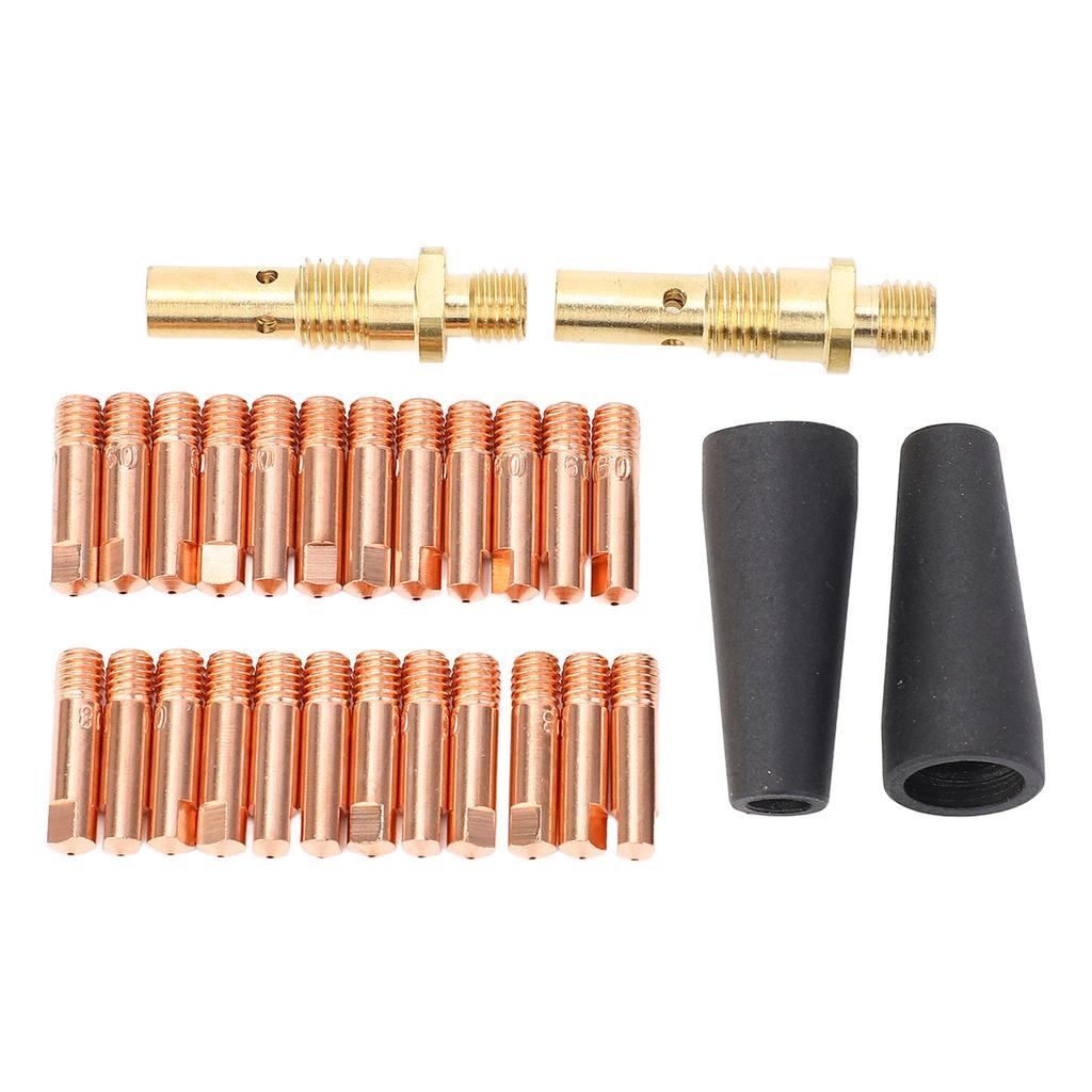 28 Pcs Set Flux Core Gasless Nozzle Brass Gas Diffuser and 0.031in 0.035in Tips for Magnum 100L
