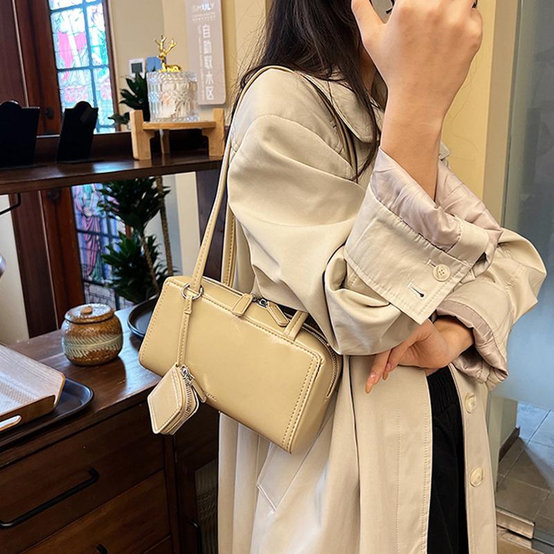 

Yogodlns Женская мода PU кожа подушка верхняя ручка сумки через плечо ретро однотонные подмышечные сумки с небольшой сумочкой женские сумки