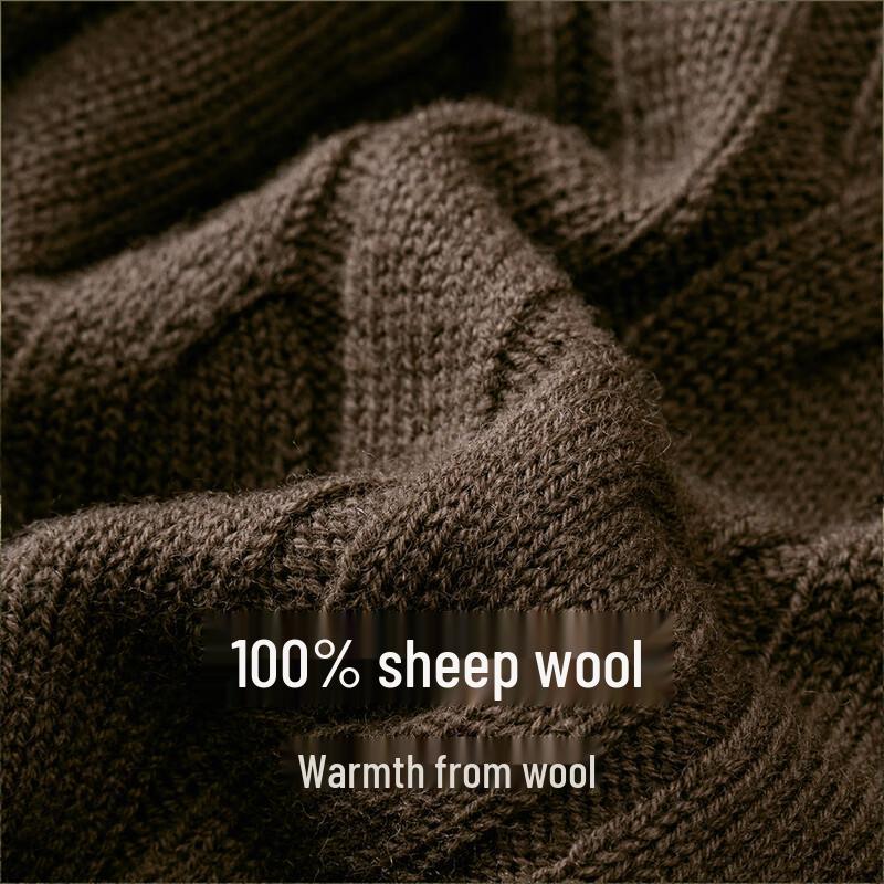 GIOVANNI VALENTINO Men's 100% Wool Cable Knit Mock Neck Zip Sweater