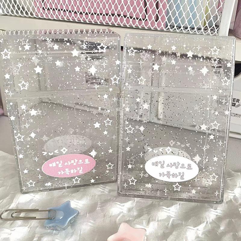 Ins Transparent Ins Photocard Holder Storage Box Flip Storage Box Classification Small Card Organizer Storage Case Stationery