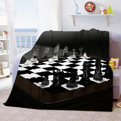 Manta Suave de Franela con Estampado de Ajedrez Ajedrez Internacional Camas Senderismo Picnic Sofá Cubre Sofá Moda Cubrecama Manta Regalos#