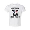 America Moo Yeah Graphic Unisex Tee With Flag Sunglasses Cow Skull Artwork For M