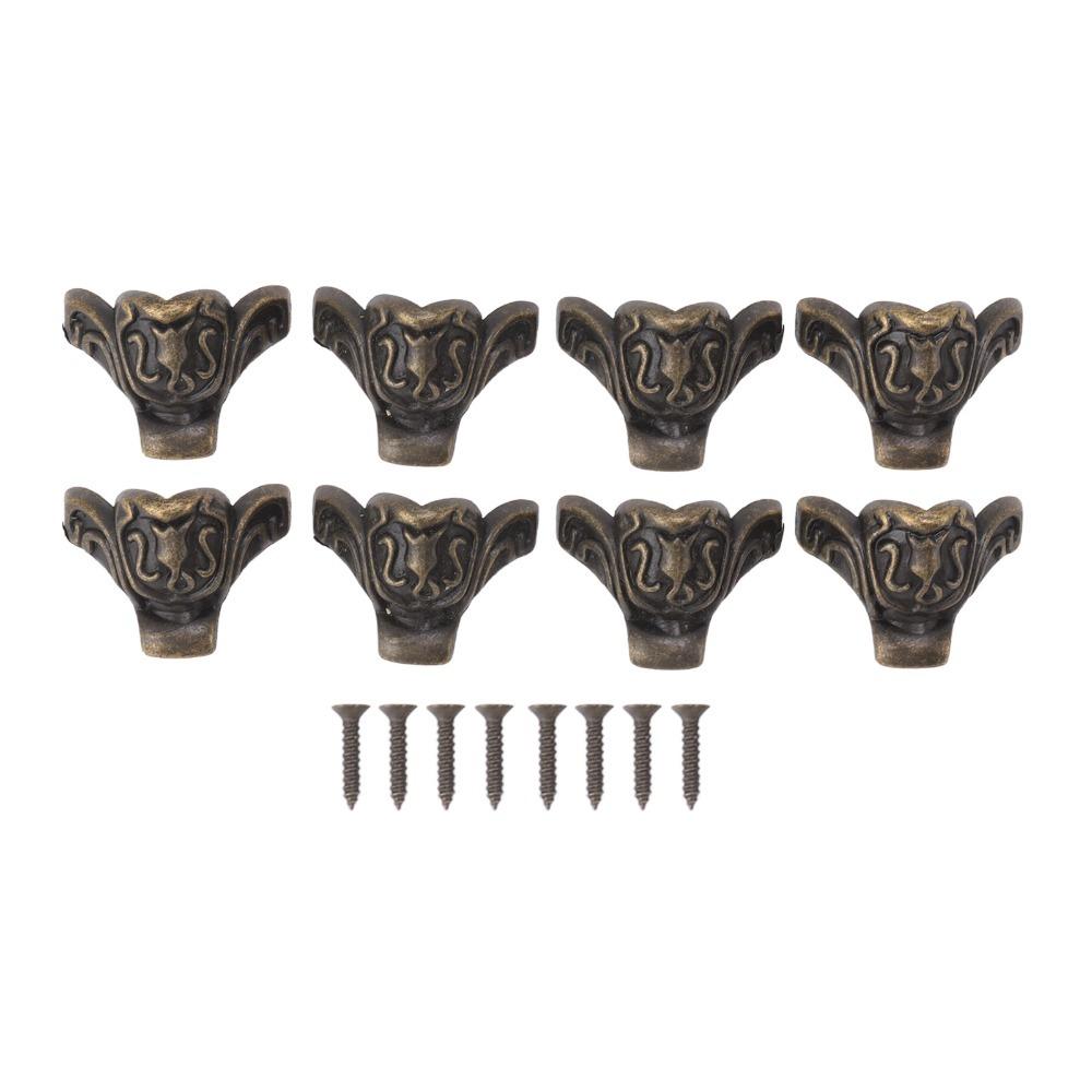 

8pcs Hardware Zinc Alloy Furniture Legs 8 Pieces Durable Decorative Legs Bronze Color Corner Protector Feet Furniture