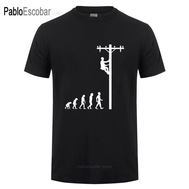 Evolution Of Lineman TShirt Funny Birthday Gift For Electrician Men Dad Papa Father Husband Short Sleeve O Neck Cotton T Shirt