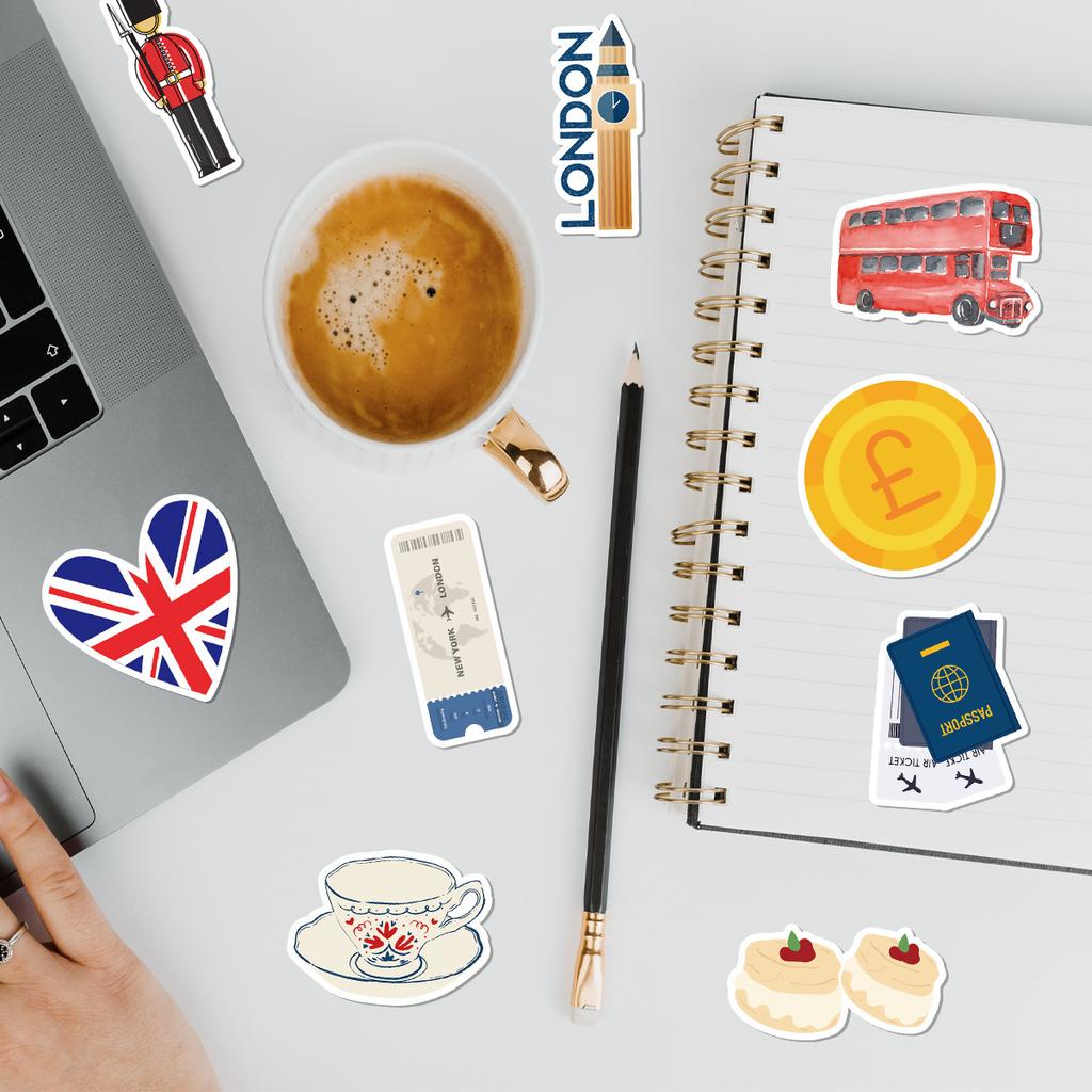50 London Series Graffiti Stickers Creative Stationery Stickers Water Cup Suitcase Waterproof Decorative Stickers