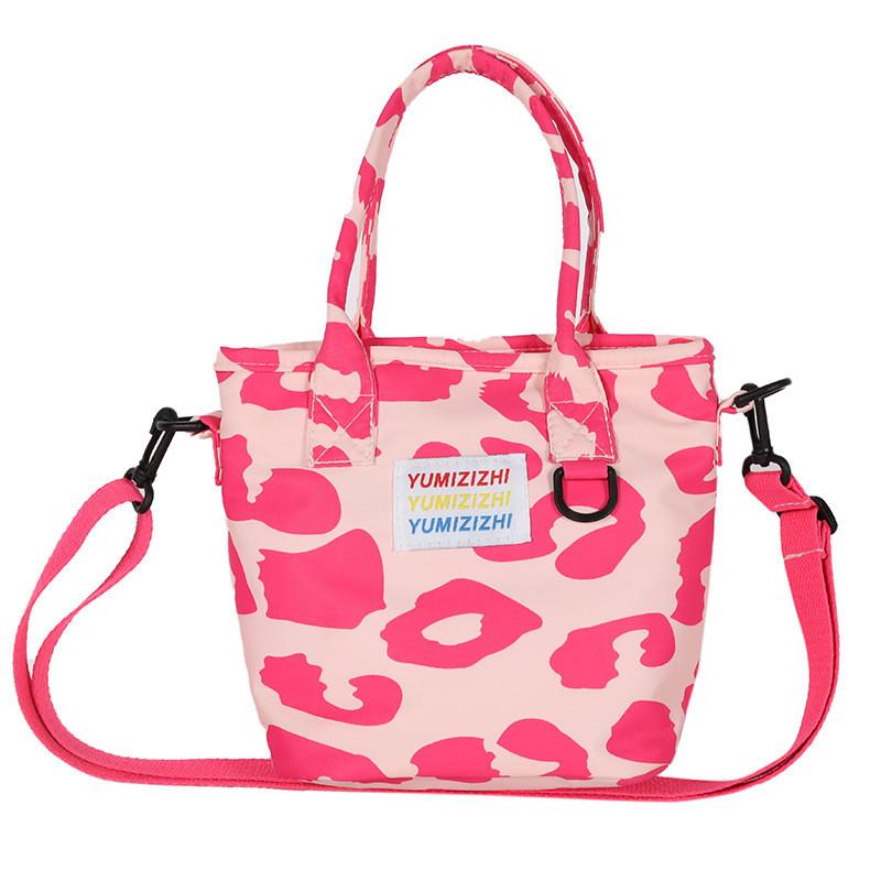 Pink Cow Pattern Crossbody Bag With Polyester Lining For Womens Fashion