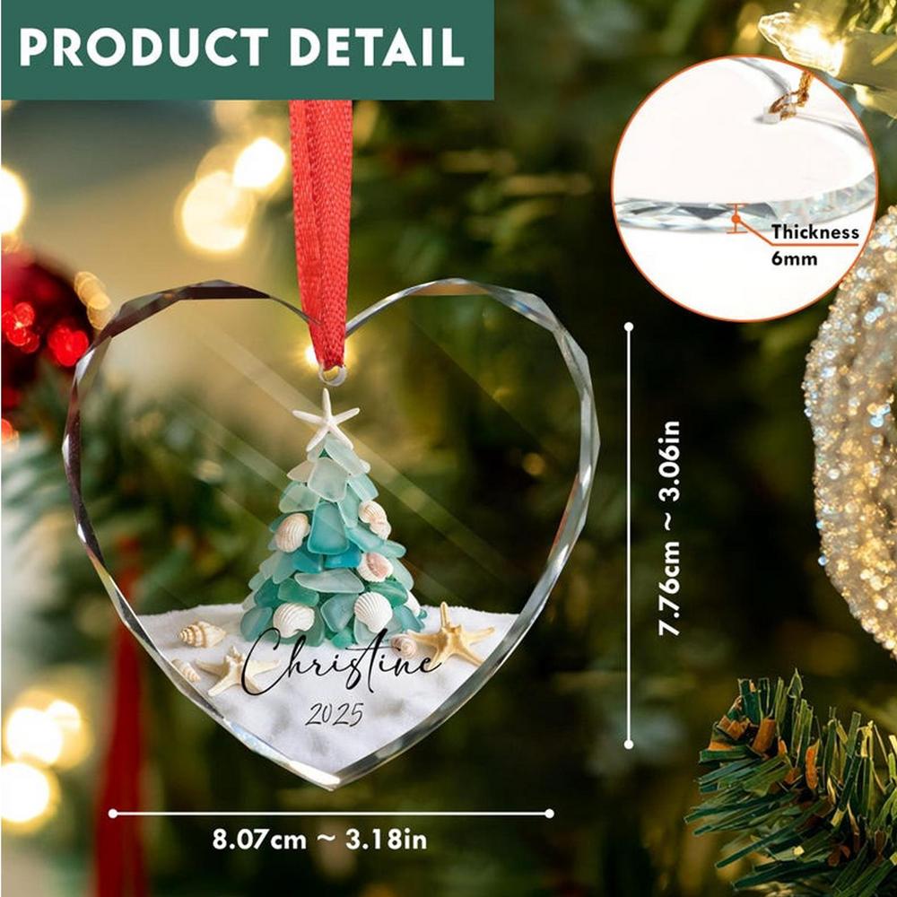 Beach Christmas Ornaments Handmade Sea Glass Pendants Decorative Keepsake Charm with Rope for Bedroom Porch Garden Window Door