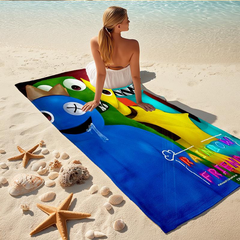 1Pc Rainbow Friends Adventure Beach Towel, Quick Dry, Multi-Use for Beach Pool Gym Yoga Home Travel, Christmas, Halloween, Xmas Gift Em92827
