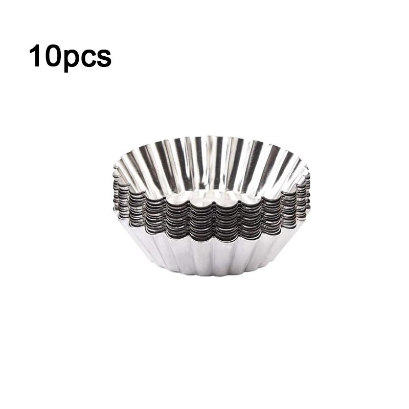 

20/10pcs Reusable Non-stick Ripple Egg Tart Mold Aluminum Alloy Flower Shape Cupcake Mold Pudding Jelly Mold Muffin Baking Cup