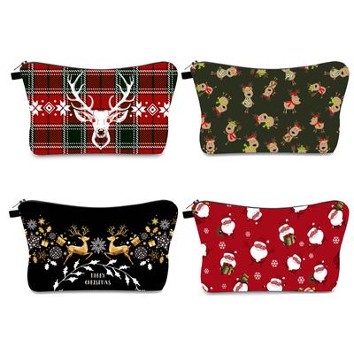 Women Christmas Print Cosmetic Bag Toiletries Organize Travel Storage Case