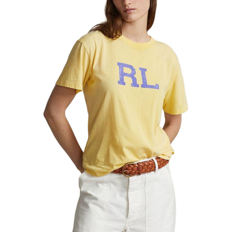 Polo Ralph Lauren Letter Print Crew Neck Straight Fit Short Sleeve T-Shirt Women T-Shirt Autumn-Yellow WMPOKNINCU20906-700