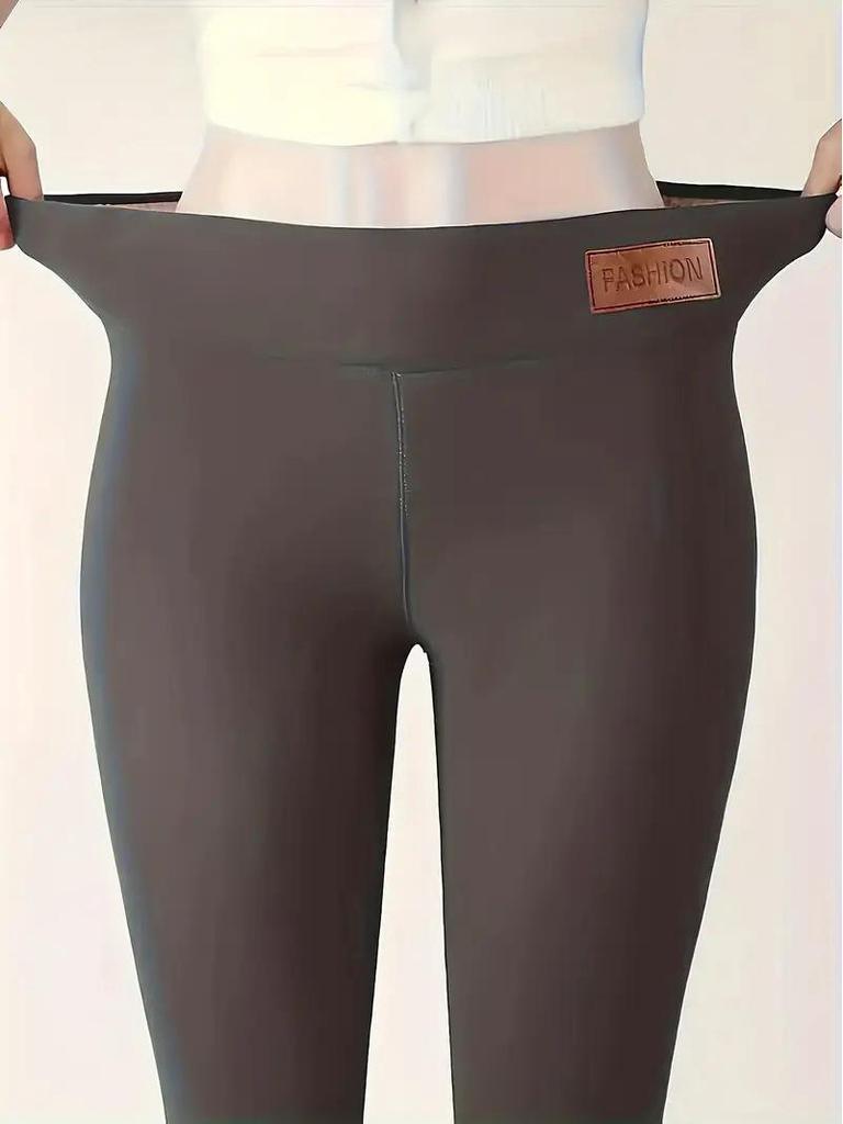 High-Waist Elastic Thickened Yoga Leggings - Solid Color, Casual, Slimming Women's Sports Pants