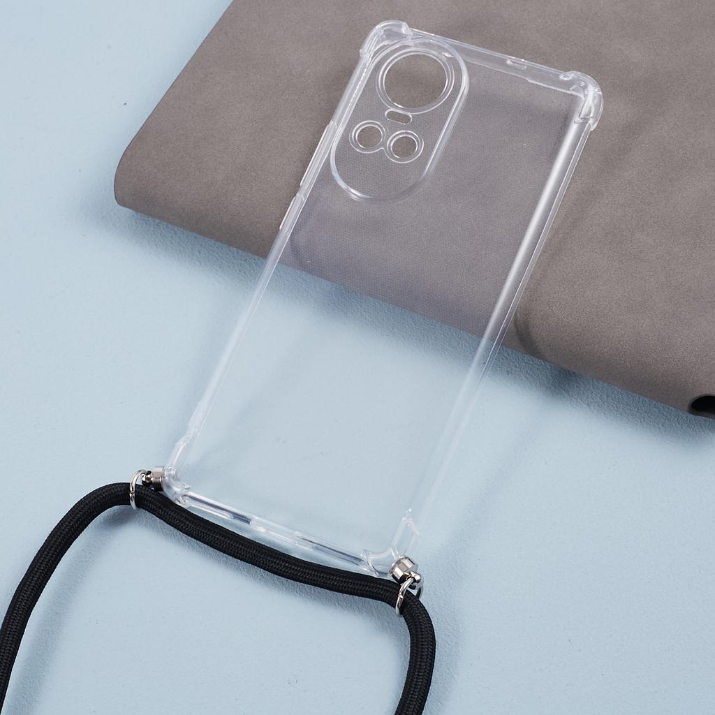 For Oppo Reno10 5G (Global)/Reno10 Pro 5G (Global) Case Anti-drop Clear TPU Cover with Lanyard