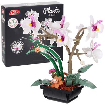Construction Blocks Flower Orchid In a Pot White To Be Assembled 581 Pcs.