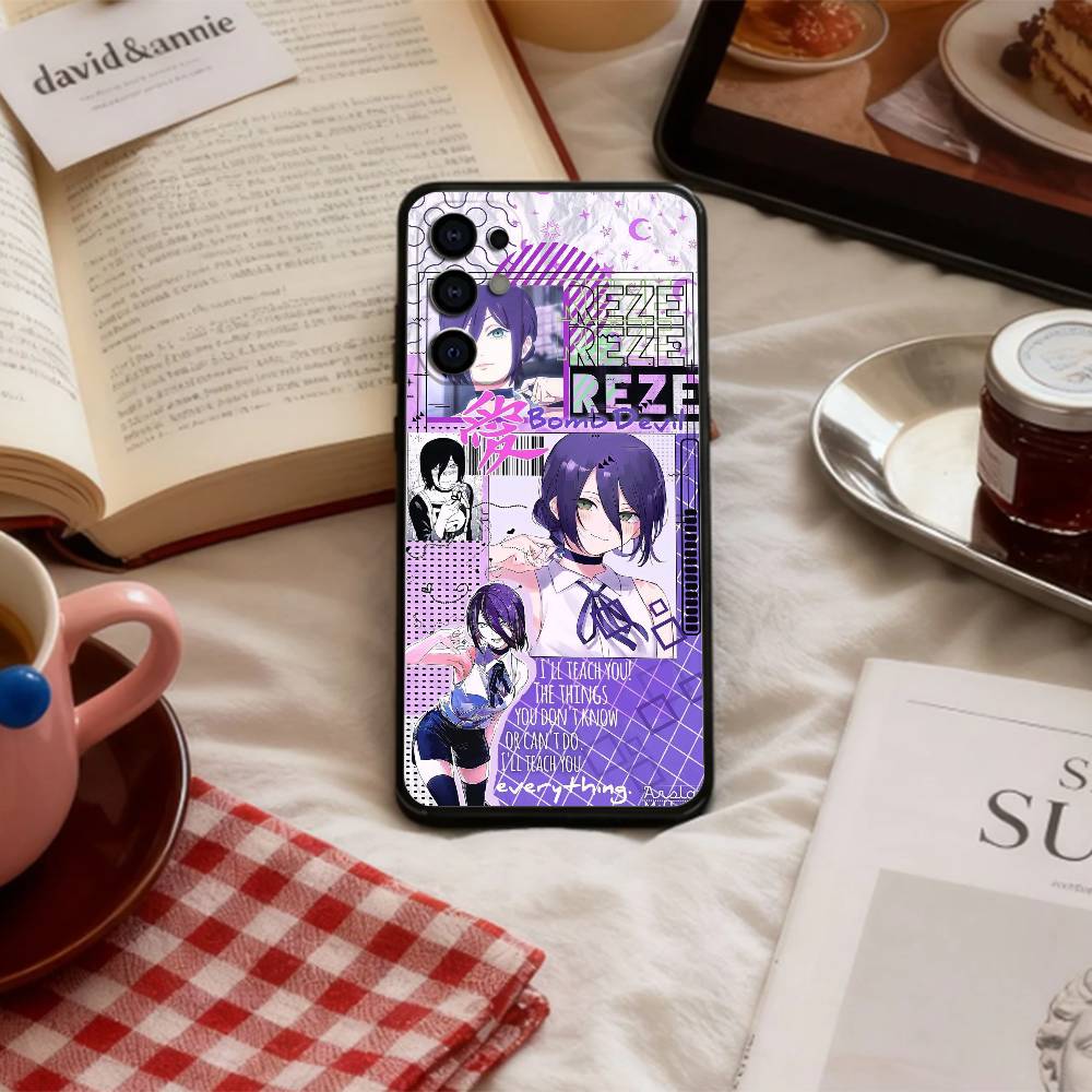 C-Chain-saw Man Reze Phone Case For Samsung S 25,24,23,22,30,21,10,9,Ultra,Plus,Lite,FE,4,5 G Soft Black Case