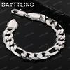 Pulsera de Cadena Figaro Fina de Plata de Ley 925 de 12 MM y 8 Pulgadas para Hombres y Mujeres Moda Boda Regalo Joyería Encanto Punk Fiesta