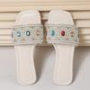Plus Size Pearl Color Diamond Soft Sole Slipper for Women 2025 Summer New Outside Square Toe Fashion Slip Slippers