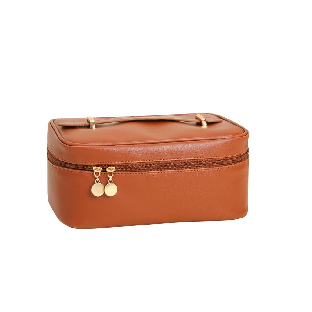 Cosmetic Bag Fashion Square Leather Portable Handheld Makeup Bag Short Trip Toiletries Storage Cosmetic Bag
