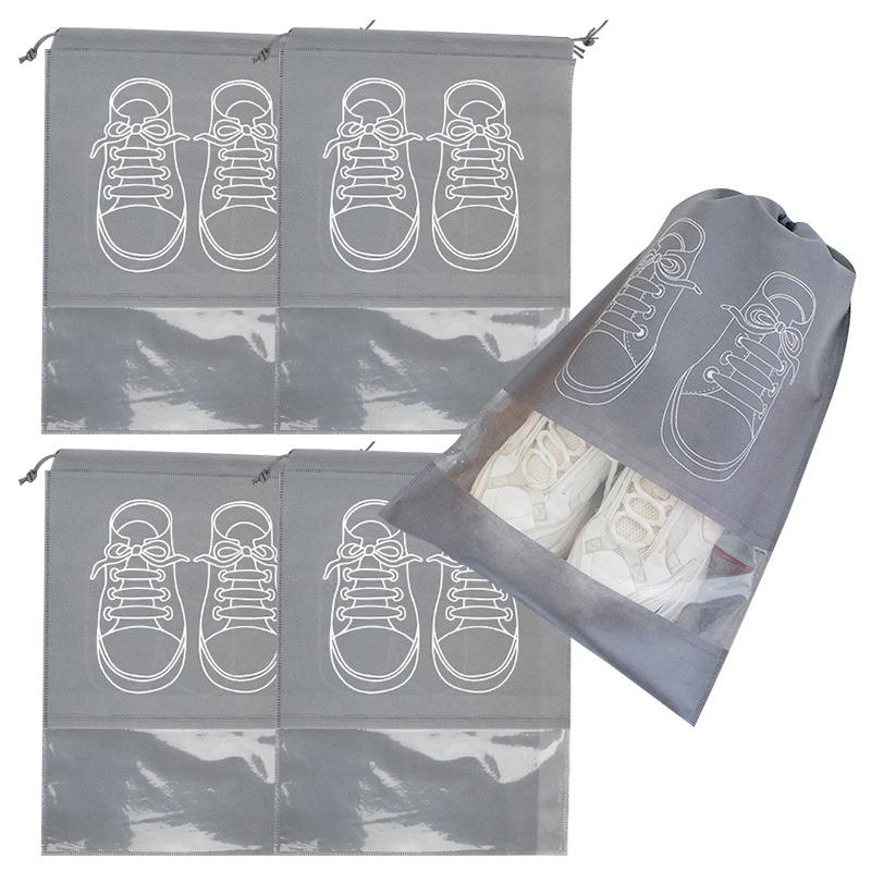 Dustproof Shoe Storage Bag with Transparent Window Drawstring Travel Shoe Organizer for Home Storage