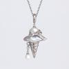 Women's Pearl Bow Pendant Necklace with Ice Cream Cone Charm