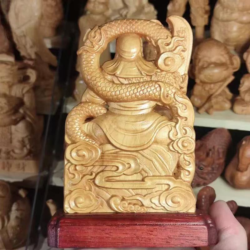 Holzschnitzerei Lord Guan Figur DekorationDer Gott des Reichtums in China Zuhause Zimmer Büro Reichtum Glück Feng Shui Charakterfiguren