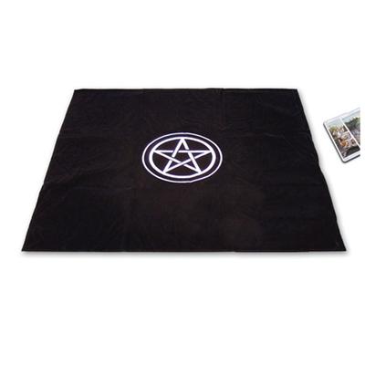 [A1431] - Black 'Pentacle' Velvet Rug - 80x80 Cm