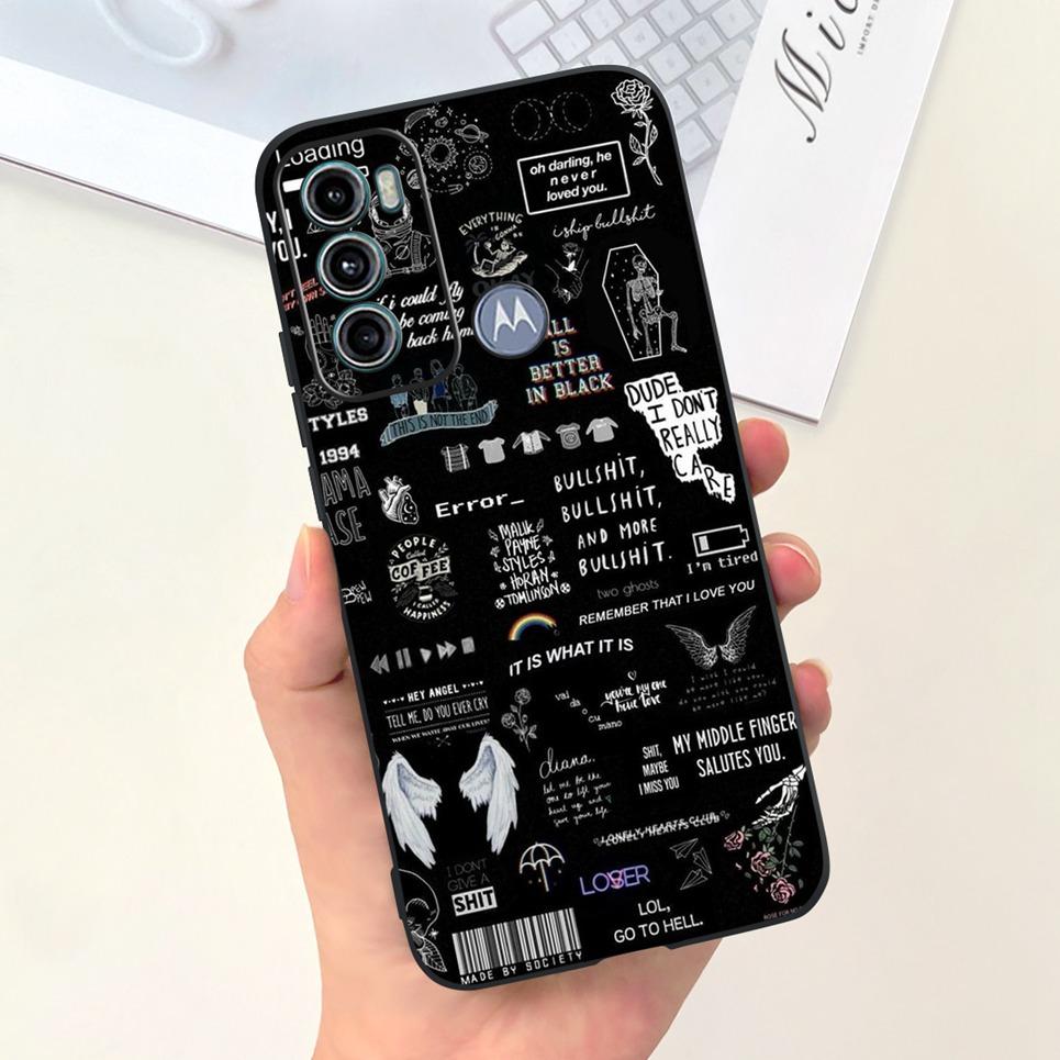 For Cover Motorola Moto G60 5G G50 5G 4G Back Shell Goth Black Night Stylish Cartoon Pattern Funda Case Motorola G50 G60 5G Soft