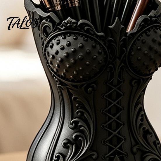 Desktop Stationery Organizer Gothic Makeup Brush Storage Tube, Retro Skull Organizer, Niche Home Decoration Decorative Plastic Holder for Dressing