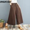 IHUASU Pantaloni e capris con stampa tinta unita casual alla moda da donna