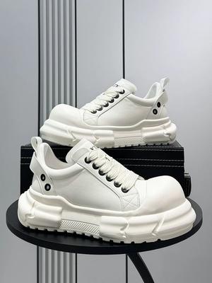 Ugly Cute Big Head Men's New Black and White Round Head Thick Sole Inner Height-increasing Breadboard Shoes