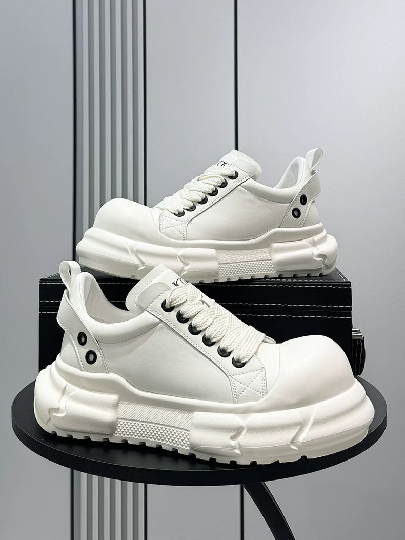 Fashion Shoes Cswo01 Men's Black/White Ugly Cute Big Head New And Round Head Thick Sole Inner Height-Increasing Breadboard Shoes Cm