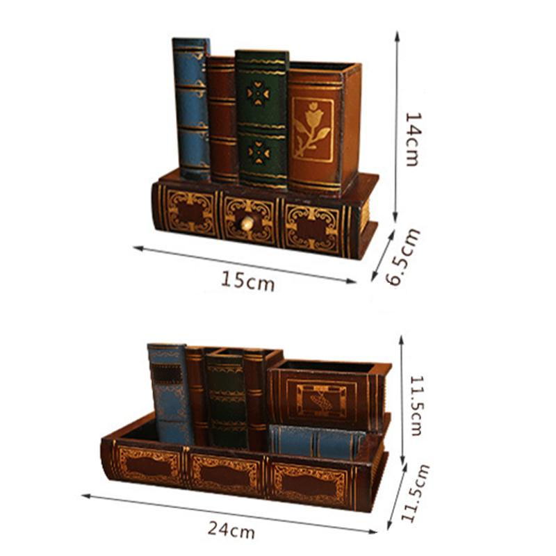 Retro dřevěný stojánek na tužky ve tvaru knihy Organizér na psací stůl Kancelář Decro Příslušenství Multifunkční úložný box Dětský dárek